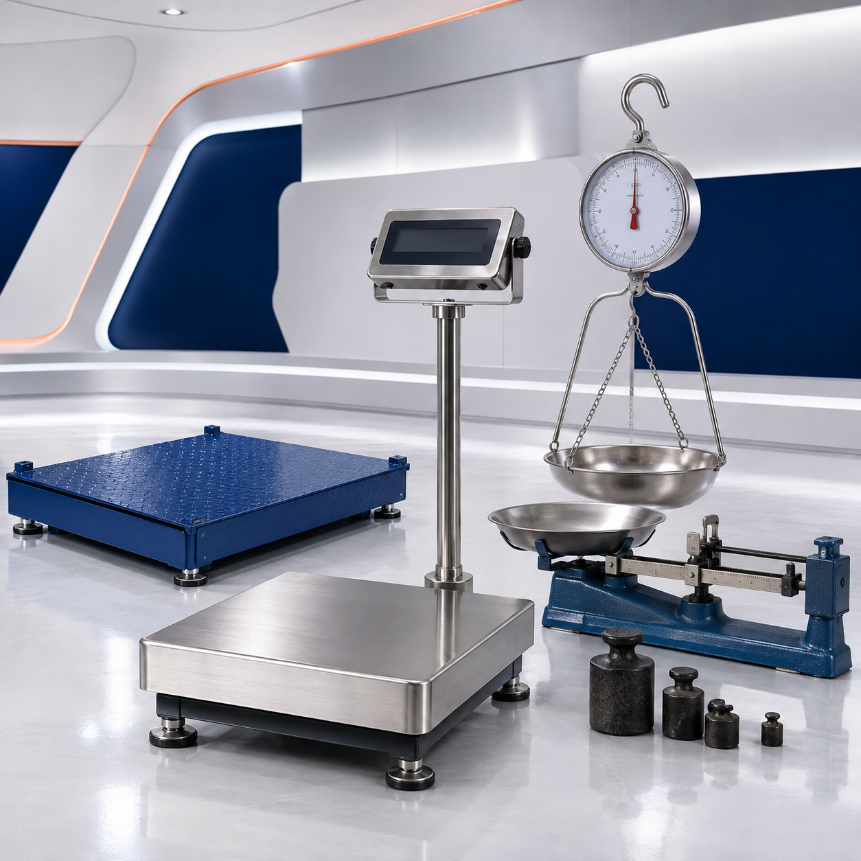 Electronic, mechanical, platform and hanging weighing machines